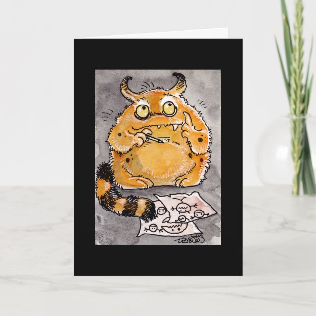 Kreativ Orange Monster Notecard Kort (Framsida)