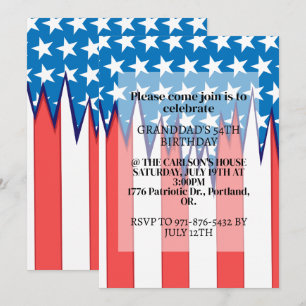 Kreativ Patriotic American Flagga Födelsedagsfest Inbjudningar