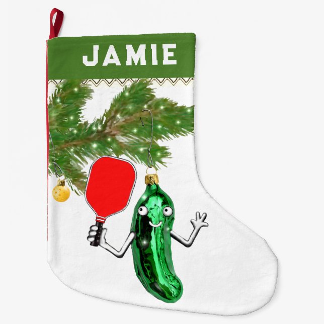 Kreativ Pickleball-gåva Stor Julstrumpa (Framsidan)