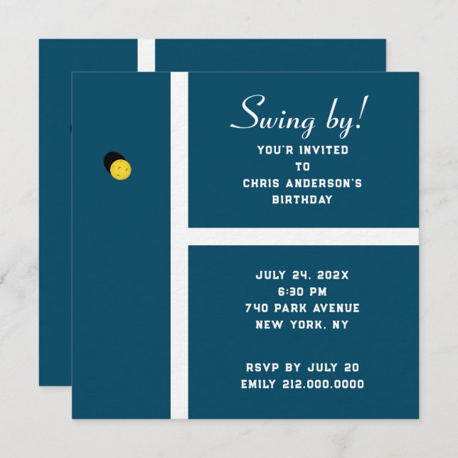 Kreativ Pickleball Party Inbjudningar (Fram/baksida)