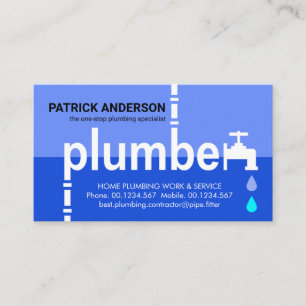 Kreativ Plumber Faucet Signage Blue Flood Vatten Visitkort