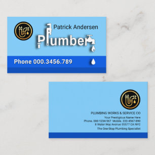 Kreativ Plumber Signage Blue Vatten Visitkort