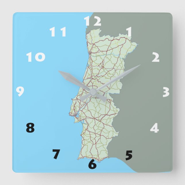 KREATIV PORTUGAL KARTA  FYRKANTIG KLOCKA (Framsida)