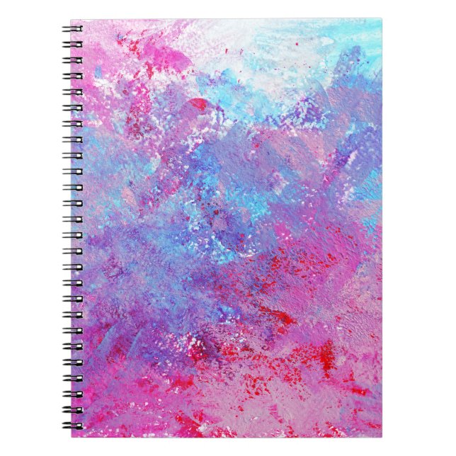 Kreativ rosa-blue struktur, färgfläckar. anteckningsbok (Framsidan)