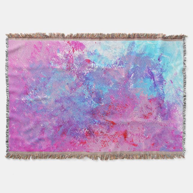 Kreativ rosa-blue struktur, färgfläckar. filt (Framsidan)
