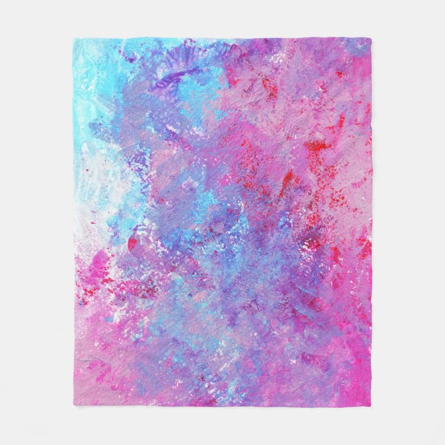 Kreativ rosa-blue struktur, färgfläckar. fleecefilt (Framsidan)
