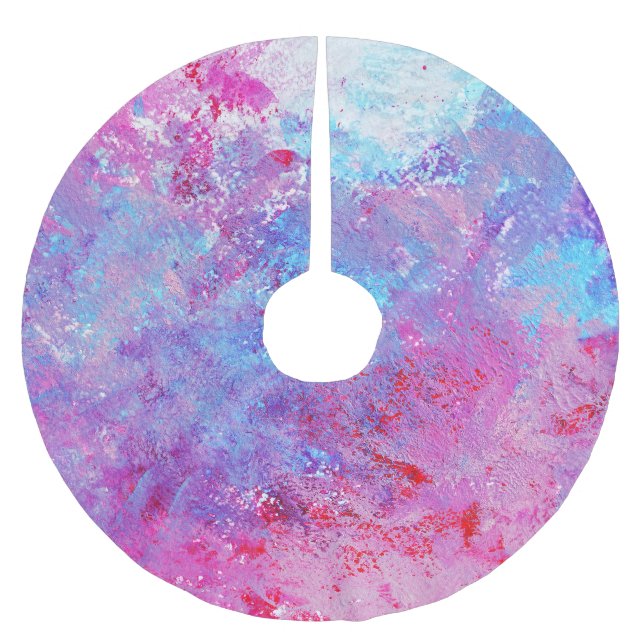 Kreativ rosa-blue struktur, färgfläckar. julgransmatta borstad polyester (Framsidan)