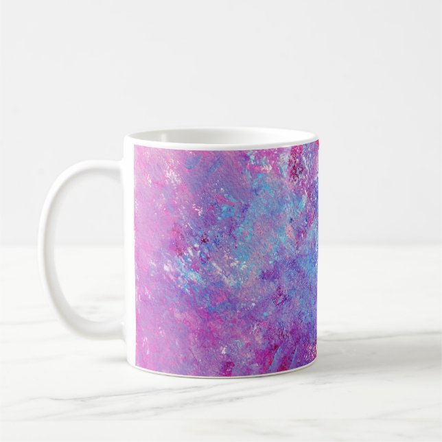 Kreativ rosa-blue struktur, färgfläckar. kaffemugg (Vänster)