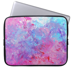 Kreativ rosa-blue struktur, färgfläckar. laptop fodral
