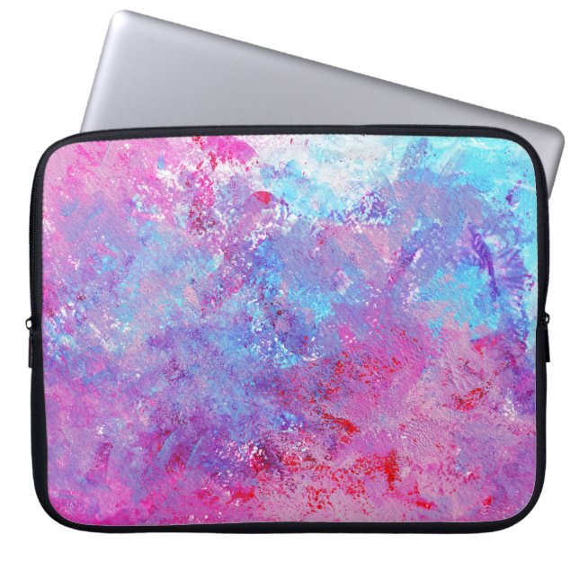 Kreativ rosa-blue struktur, färgfläckar. laptop fodral (Framsidan)