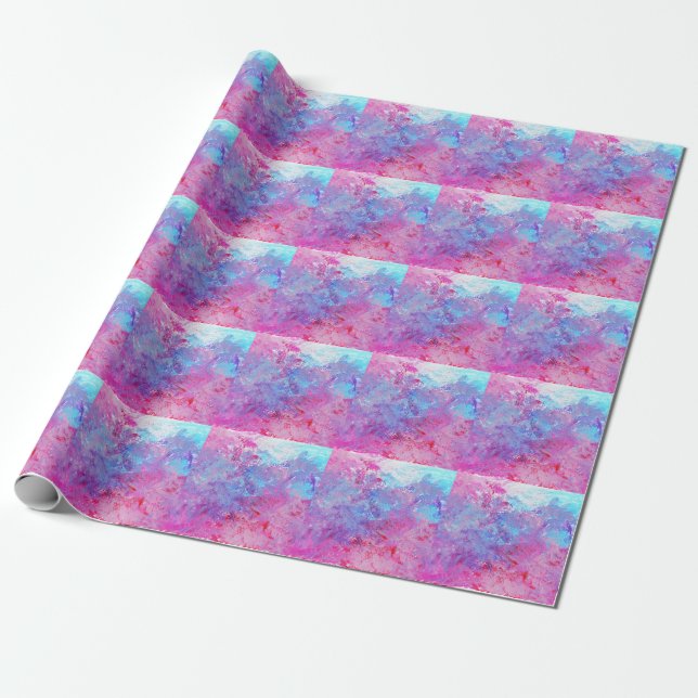 Kreativ rosa-blue struktur, färgfläckar. presentpapper (Utrullad)
