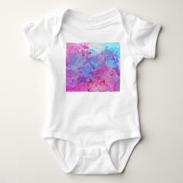Kreativ rosa-blue struktur, färgfläckar. t shirt (Framsida)