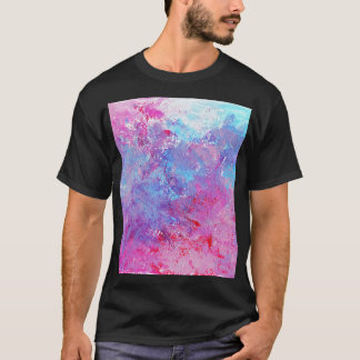 Kreativ rosa-blue struktur, färgfläckar. t shirt