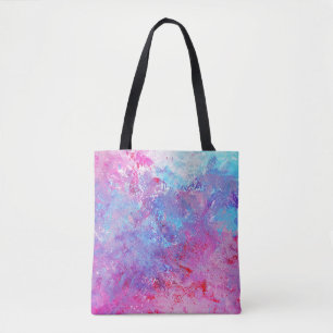 Kreativ rosa-blue struktur, färgfläckar. tygkasse