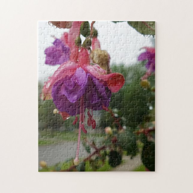 Kreativ rosa fuchsia-blomma fotopussel (Vertikal)