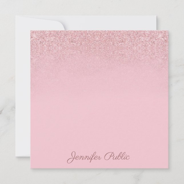 Kreativ Rosa Guld Kalligrafi Skript Text Elegant Anteckningskort (Framsida)