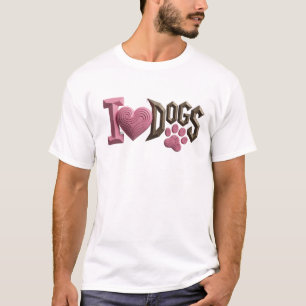 Kreativ Rosa JAG ÄLSKAR HUNDAR Konstnärlig Komposi T Shirt
