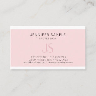 Kreativ Rosa Monogram Sleek Plain Professionell Visitkort