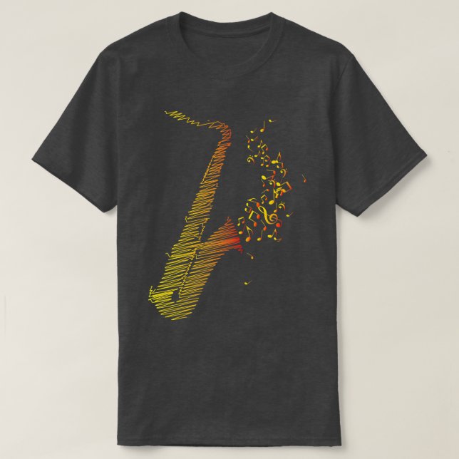 Kreativ Saxophone Art Orange Mix T Shirt (Design framsida)