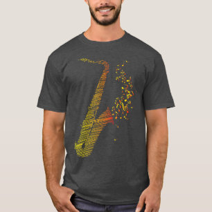 Kreativ Saxophone Art Orange Mix T Shirt