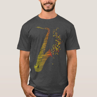 Kreativ Saxophone Art Orange Mix T Shirt