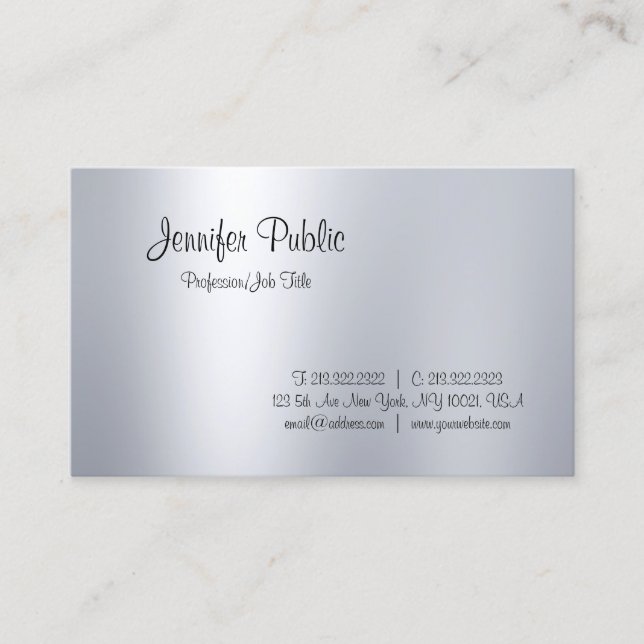 Kreativ Script Glamor Silver ser minimalistiskt ut Visitkort (Framsida)