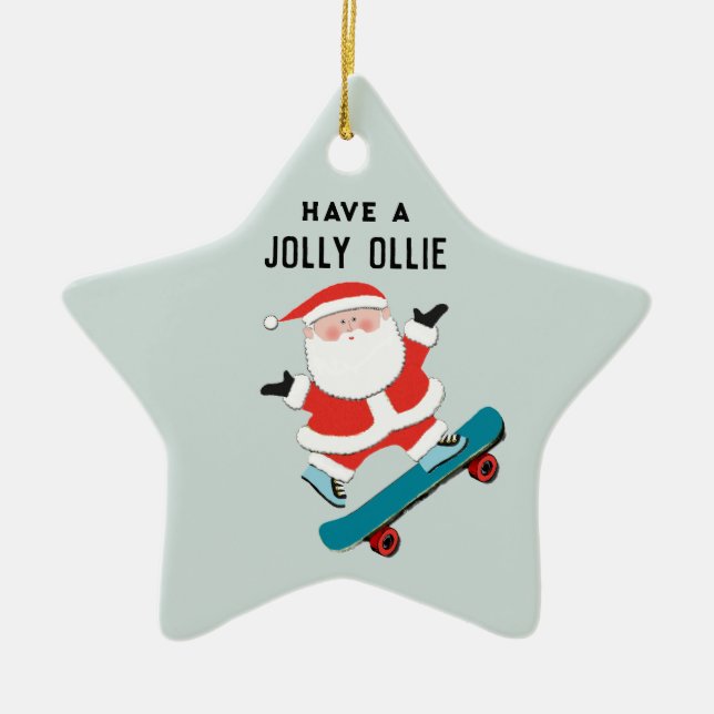 Kreativ skateboard-semesterpresent julgransprydnad keramik (Framsidan)
