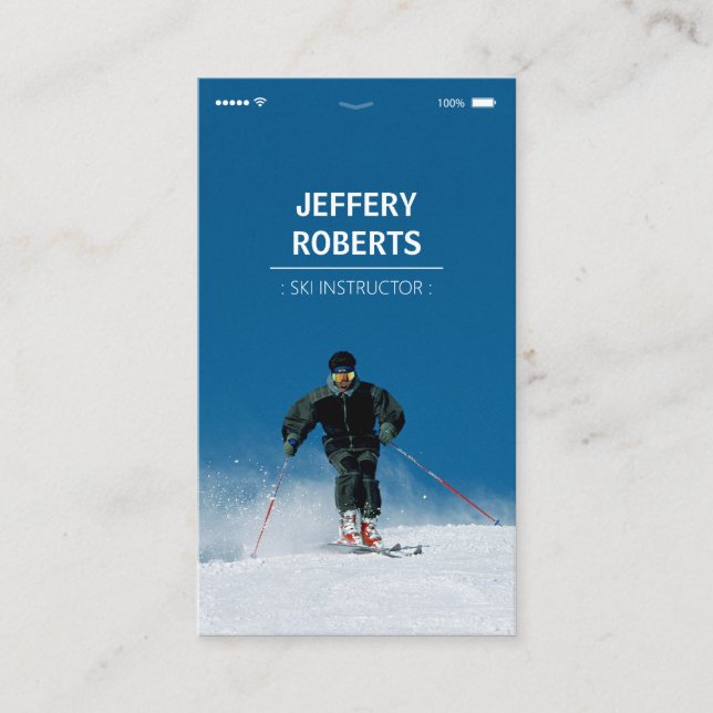 Kreativ Skiing Ski Coach Instructor Visitkort (Framsida)