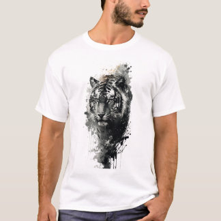 Kreativ Snyggt Vattenfärg Tiger Head T-Shirt