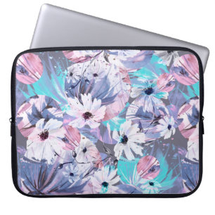 Kreativ, sömlös vattenfärg mönster på växter, laptop fodral