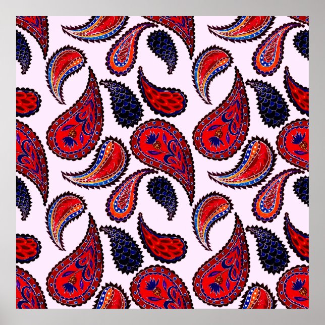 Kreativ sömlöst mönster med hand plockade paisley poster (Framsidan)