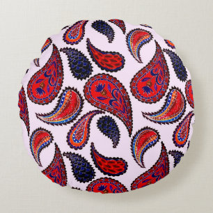 Kreativ sömlöst mönster med hand plockade paisley rund kudde