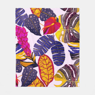 Kreativ sömlöst mönster med tropiska löv och fleecefilt