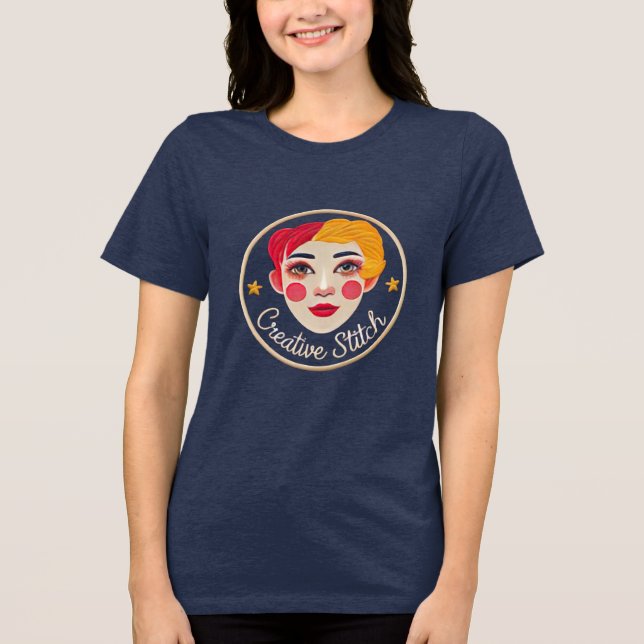 Kreativ Stitch Artistic Ansikte T-Shirt (Framsida)