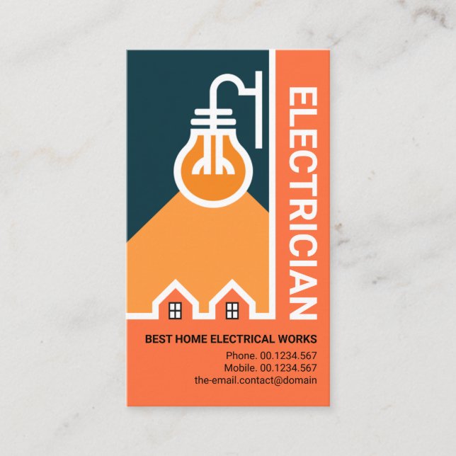 Kreativ Street Light Bulb on Homes Electrician Visitkort (Framsida)