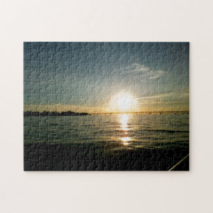 Kreativ Sunset bridge vatten fotopussel för
