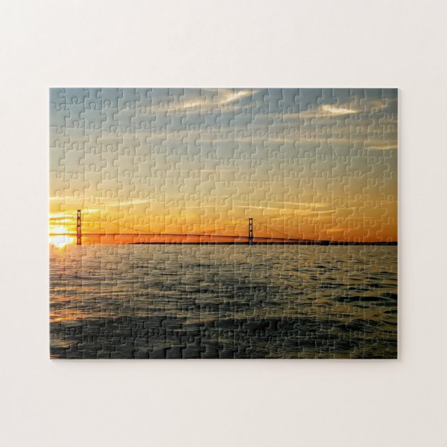 Kreativ sunset bridge vatten fotopussel i (Horisontell)