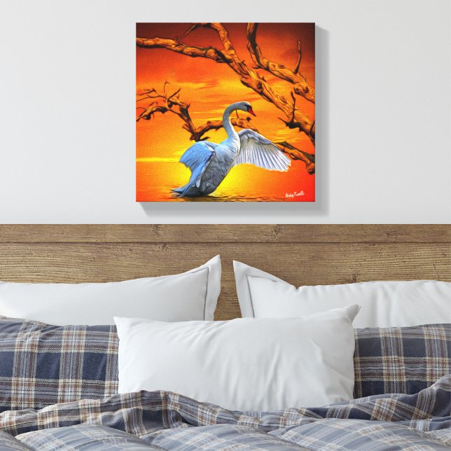 Kreativ Svan Wall Art Art Canvastryck (Insitu (sovrum))