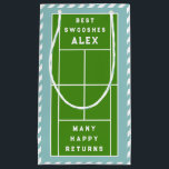 Kreativ Tennis Birthday<br><div class="desc">Lustigt tennis-presentväska med domstolsdesign och personlig. Om du vill anpassa redigeringstexten så att namn läggs till.</div>