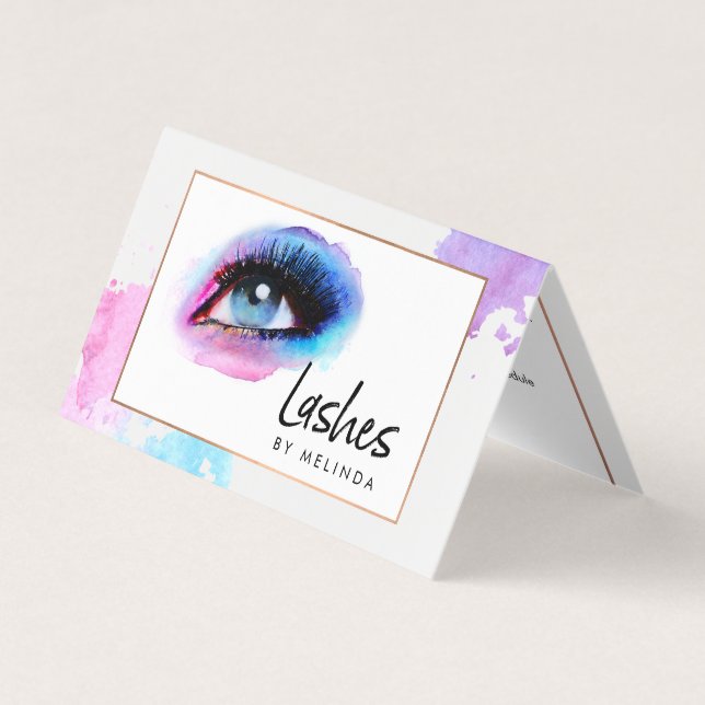 Kreativ Vattenfärg Eyelash Blue Aftercare II Visitkort (Framsida)