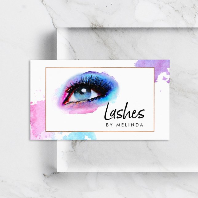 Kreativ Vattenfärg Eyelash Blue Visitkort (Skapare uppladdad)