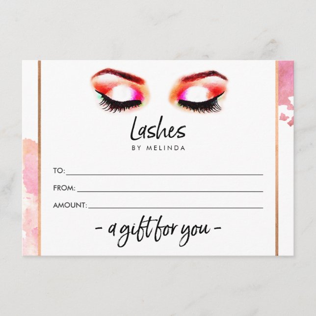 Kreativ Vattenfärgscertifikat Eyelash Gift Certifi (Framsida)