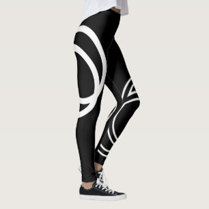 Kreativ Vita, monokroma skärande cirklar Leggings