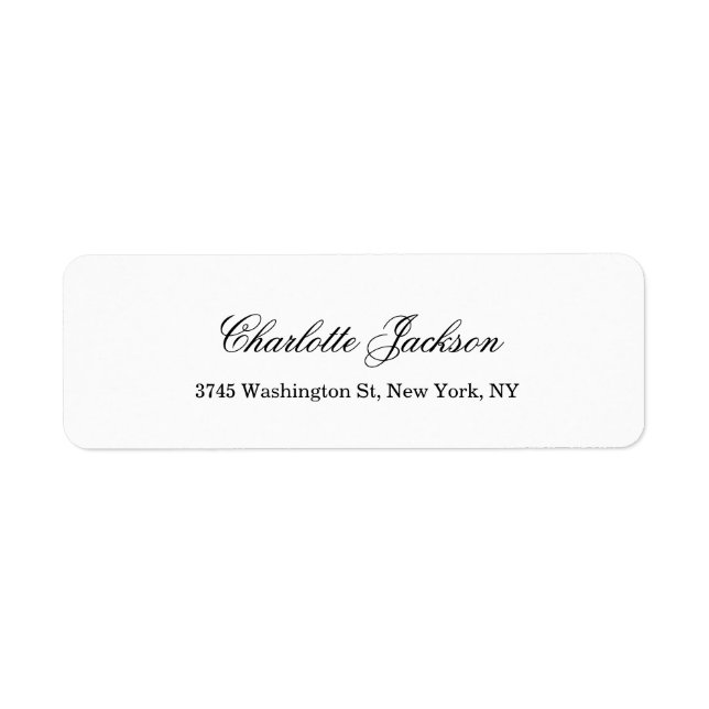 Kreativ White Minimalist Professionell Script Returadress Etikett (Framsidan)