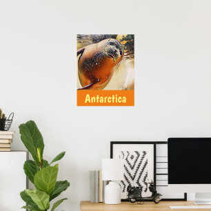 Kreativ Wildlife Swimming Seal Antarctica Travel Poster