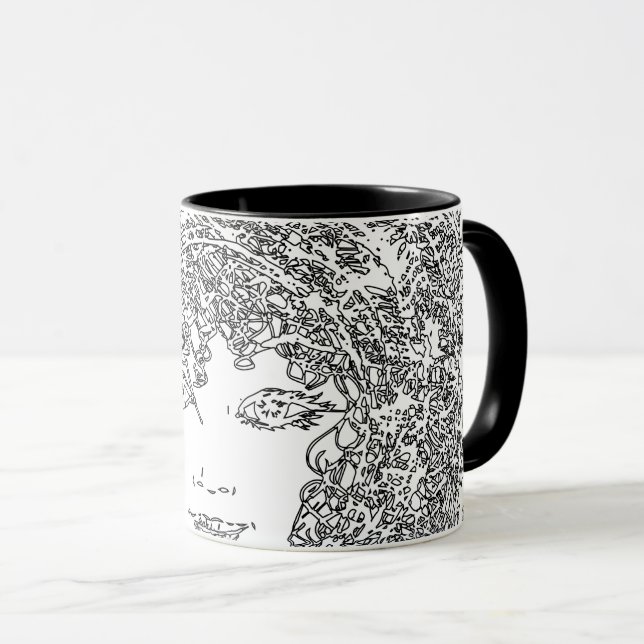 Kreativ Woman Black White Fireworks Mugg (Framsida höger)