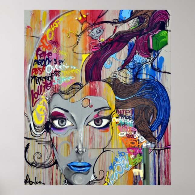Kreativ Woman Psychedelic Art Graffiti Poster (Framsidan)