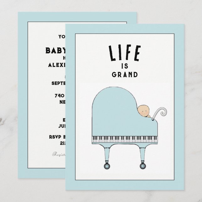 Kreativa baby shower-inbjudningar inbjudningar (Fram/baksida)
