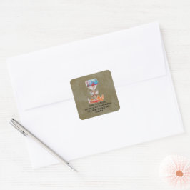 Kreativa kaffestänk varmluftsballong Snail Mail Fyrkantigt Klistermärke