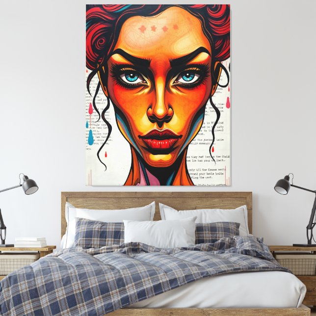 Kreative Illustration einer rothaarigen Frau Canvastryck (Insitu (sovrum))